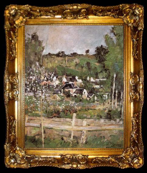 framed  Paul Cezanne View of Auvers-sur-Oise-The Fence, ta009-2